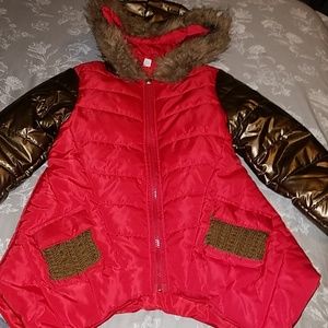 Litte Girls Winter Puffer Coat with Shark bite hem